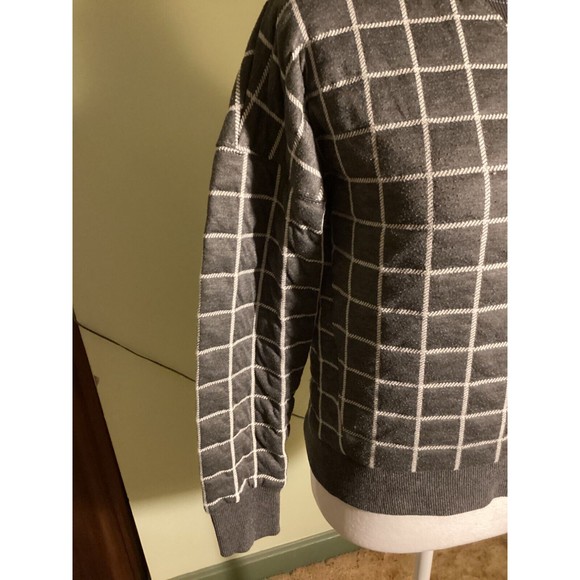 California Who.A.U Gray Quilted Windowpane Letterman Sweatshirt Top Size S - Picture 4 of 9